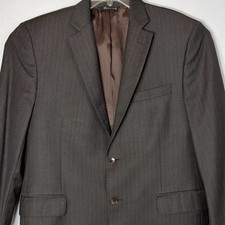 Ermenegildo Zegna Wool Silk Brown Blazer Mens 42R Stripe Saks Italian Luxury