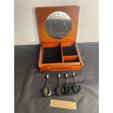 Wooden Dart Board Game Box Organizer with Darts and Decision Maker