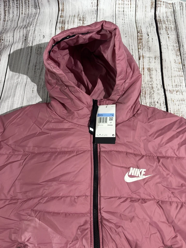 Chaqueta con capucha NIKE rosa cremallera completa deletreada para mujer talla mediana (007) Foto 3 de 4