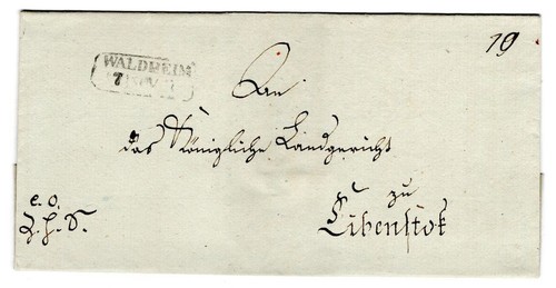 Saxony Waldheim On Markless Letter (BA7019