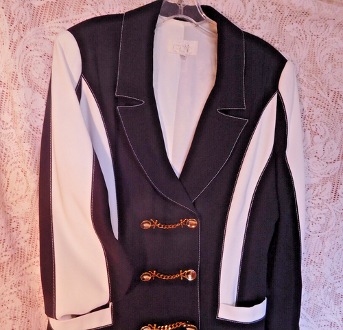 VTG. Black & White Cache' Designer Skirt Suit ~ sz 10 ~EXCELLENT~ FREE SHIP~ - Picture 9 of 9