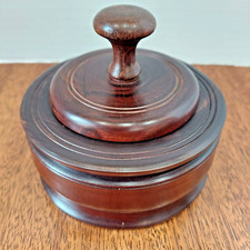 VTG Hand Turned Solid Walnut Wood Bowl Lid Handmade Trinket Ring Box Lidded