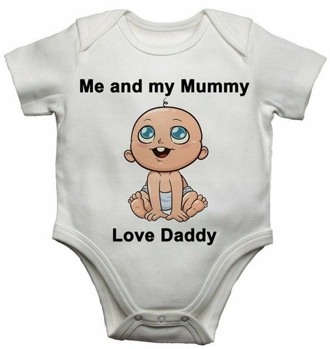 Baby Body Suit Vest Grow Funny Me And My Mummy Love Daddy Boys And Girls Gift Ebay