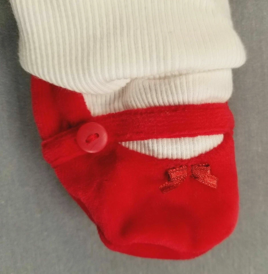 Baby Girl First Impressions 3-6 Month 2Pc Christmas Velour Dress + Shoe Tights - Image 4 of 4