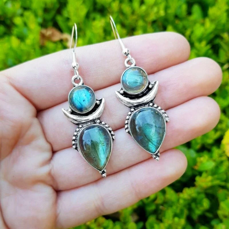925 Sterling Silver Labradorite Handmade Genuine Dangle Women Earrings - Image 2 of 4