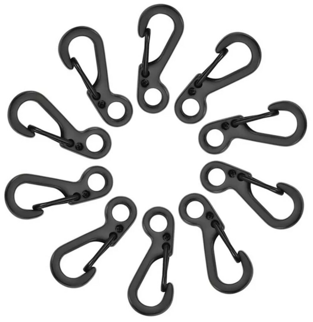 XSmall Carabiner clip Snap Hook. 25mm Long MINI Carabina.BLACK or GREY