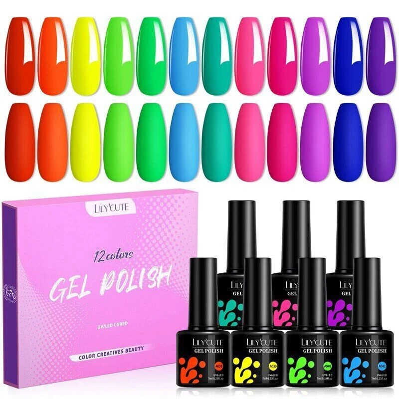 12PCS Nail Gel Polish Set 7ml Fluorescence Color Semi Permanent Nails Art Gel
Opens in a new window