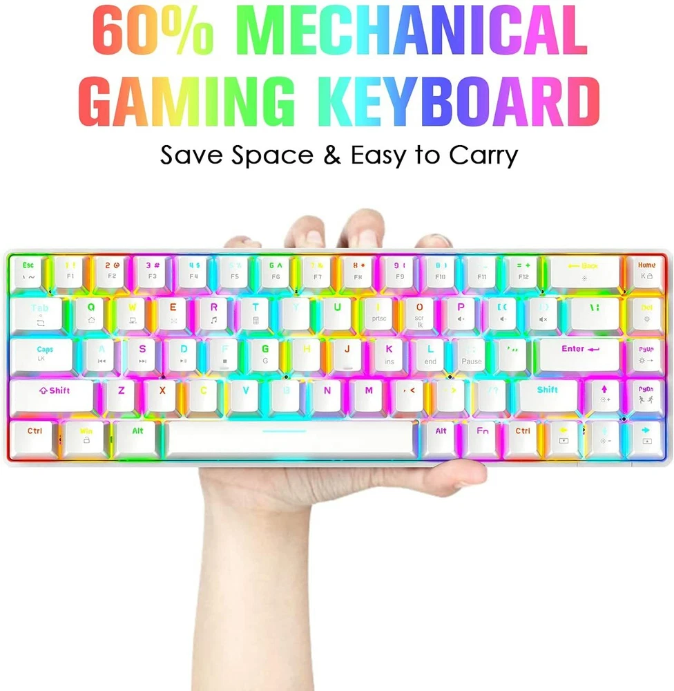 Mechanical Keyboard Wired 68 Keys Gaming Keyboard Red Switch Keyboard RGB Light