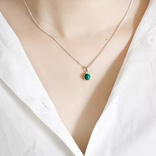 100 Malachite Charme, Sterling Silver With Chain.