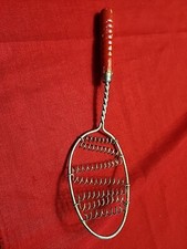 Vintage Red Wood Handle Twisted Wire Whisk Egg Beater Retro Kitchen Utensil