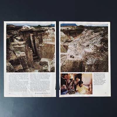 Vtg 1991 Nat Geo Magazine Article Mining Kenya Gemstone Map Gem Dealers Paper