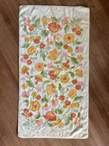 2 Vintage 70s 80s Utica Fine Arts Yellow Floral Bath & Hand Towels Towel Cotton - Picture 2 of 12