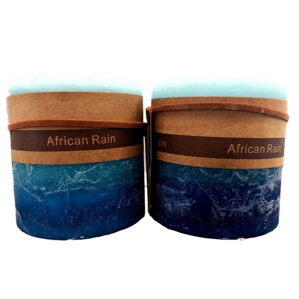 2 X African Rain Scented Pillar Candle Candles Rustic Home Decor Fragrance 7x7cm