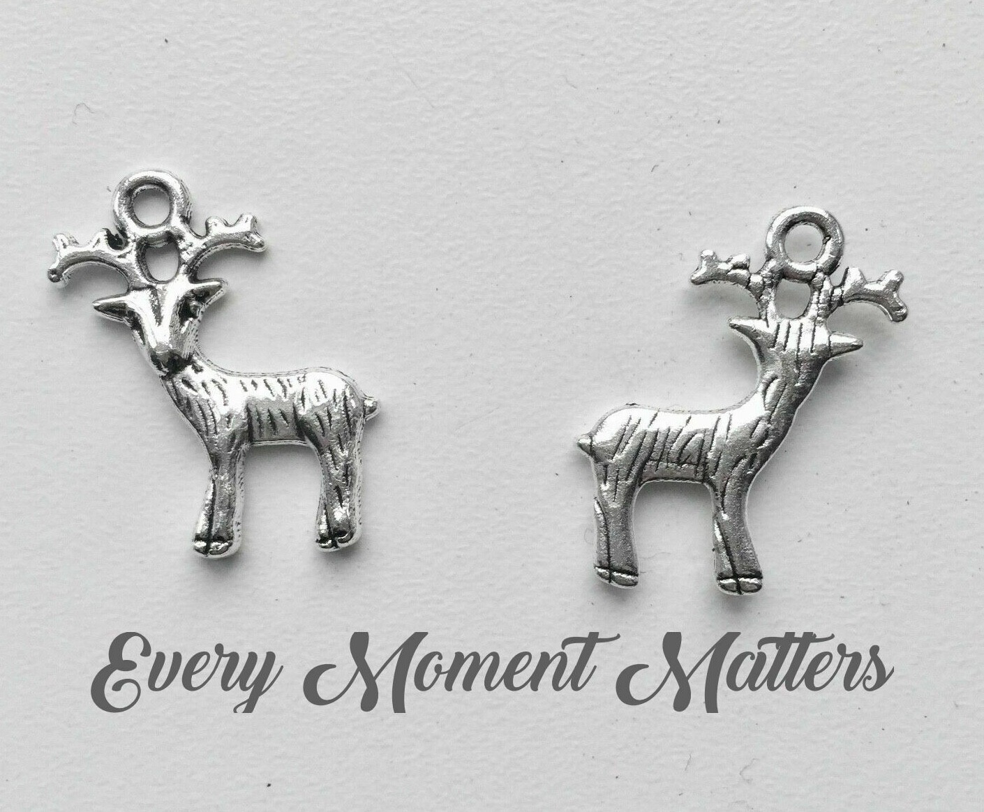 10 x Tibetan Silver REINDEER CHRISTMAS DEER STAG 24mm 3D Charm