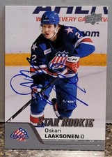 AUTOGRAPHED 2020-21 Upper Deck AHL #162 Oskari Laaksonen Star Rookie Sabres Auto