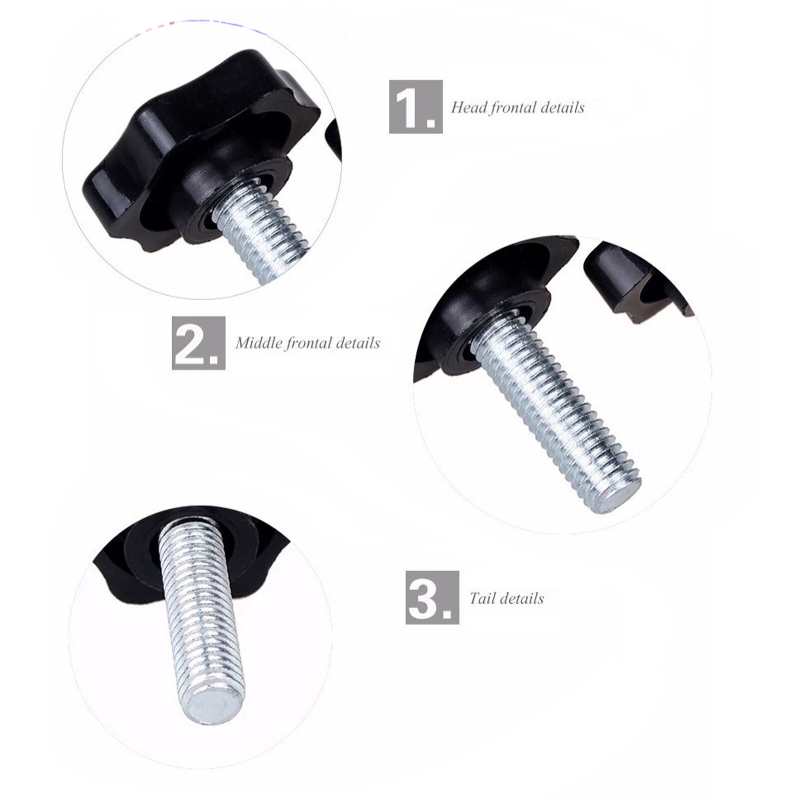 Vis Plastique Noir à Bouton Pouce - M4 à M12 - Lot Avec Empreinte étoile