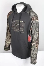 Huntworth Camo Flag Hoodie Men's Horizontal Flag Knit Jersey Charcoal Gray 9409