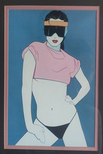 Patrick Nagel Untitled #33 Art Deco Lithograph Figure Woman in bikini - Picture 3 of 5