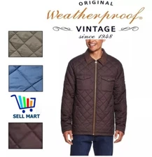Weatherproof Vintage Men's Quilted Barn Jacket Small Brown