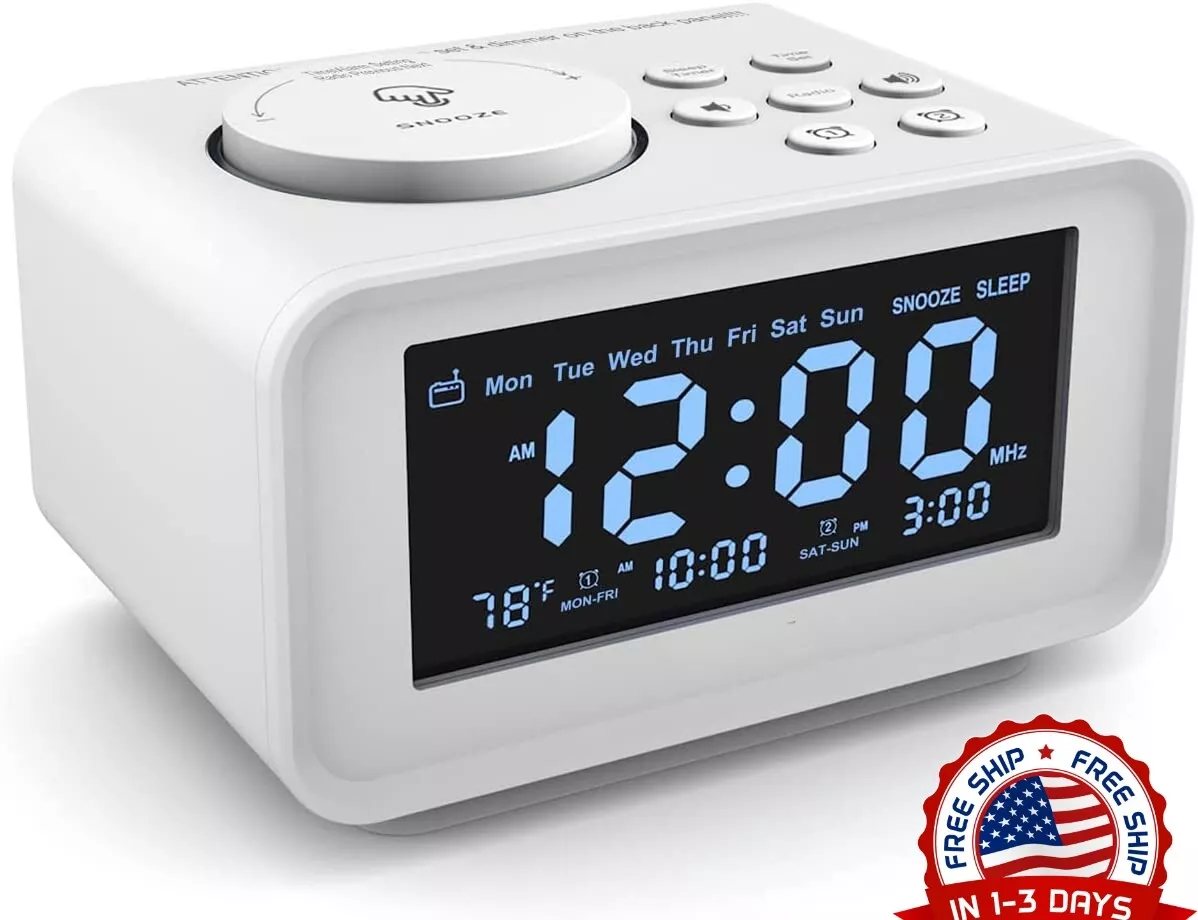 Radio despertador Digital LED, atenuador 0-100%, modo de alarma Dual, 6  sonidos de alarma, FM, repetición, 2 puertos USB, termómetro, conector para  auriculares - AliExpress