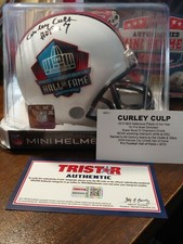 2019 Tristar Mini Hall of Fame Helmet Signed by Curley Culp w/HOF13 inscription 