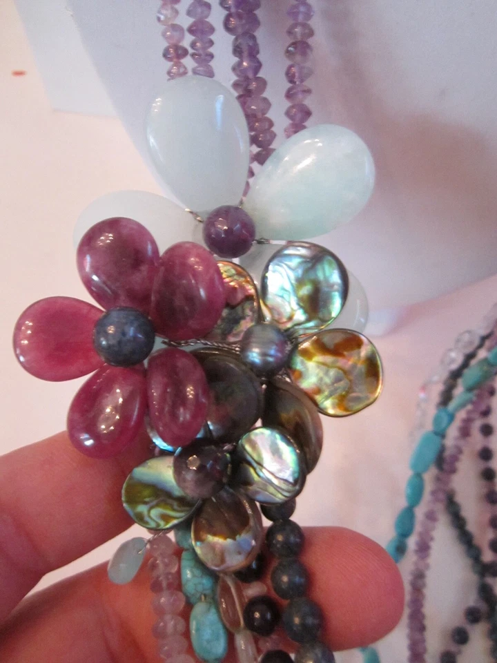 NAKAMOL GEMSTONE  NECKLACE - AMETHYST TURQUOISE 226g TW - MASSIVE - 32" -BBA-31 - Image 3 of 4