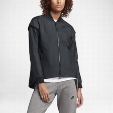 NIKE TECH WOVEN RUNNING JACKET 2 IN 1 REMOVABLE SLEEVES SIZE S 830295 010 BLACK