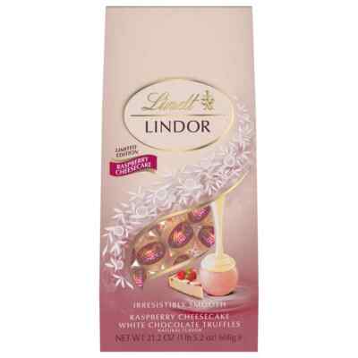 *BULK* Lindt Lindor 21.2oz RASPBERRY CHEESECAKE White Chocolate Truffles BB 9/25