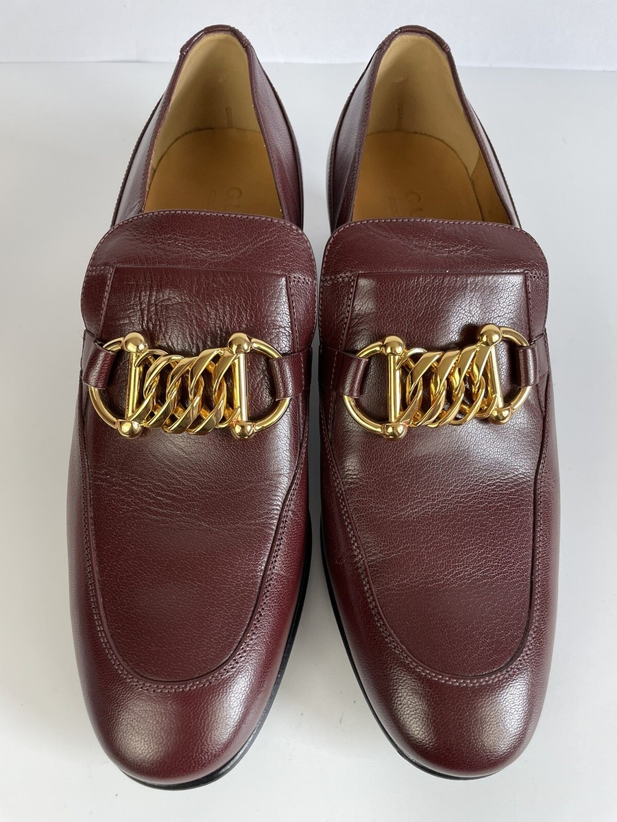 GUCCI WOMENS EBAL RED LEATHER HORSEBIT CHAIN LOAFERS ICE GUCCI WOMENS EBAL RED LEATHER HORSEBIT CHAIN LOAFERS ICE
