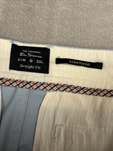 Ben Sherman mens light blue straight fit stretch pants size 34x30 - Picture 8 of 11