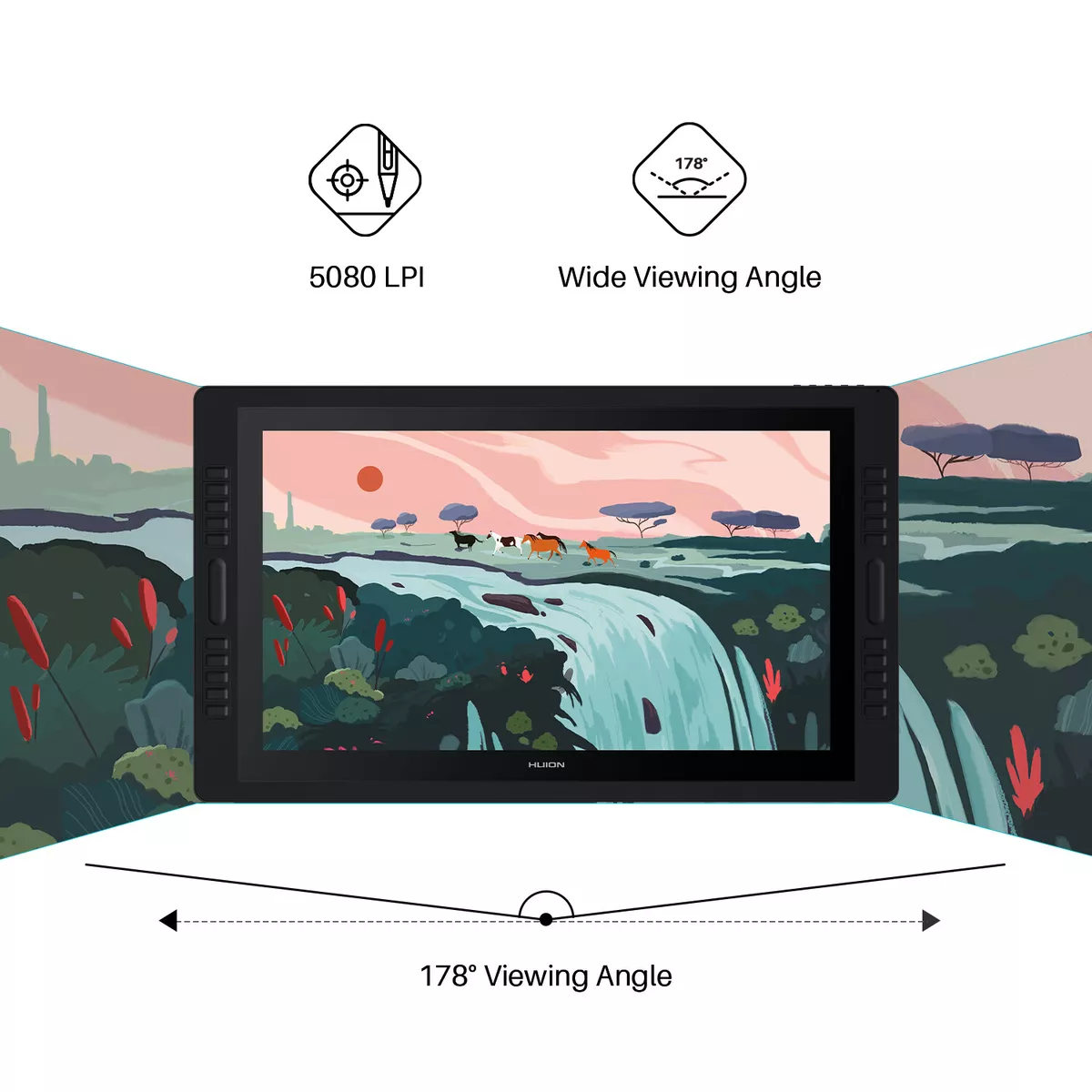 Huion KAMVAS Pro 24 2.5K Pen Display Graphics Tablet Tilt