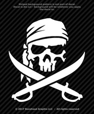 Distressed Pirate Skull Grunge Jolly Roger XL Vinyl Decal Sticker Warning