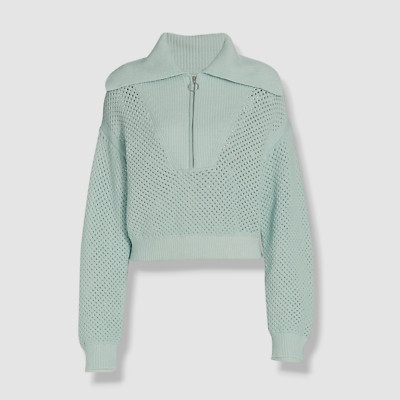 $385 Jonathan Simkhai Women's Blue ''Ariella'' Half-Zip Pullover Sweater Size M