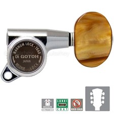 NEW Gotoh SG381-P2 MGT Locking Tuners L3 R3 LARGE AMBER Buttons 3x3 - CHROME