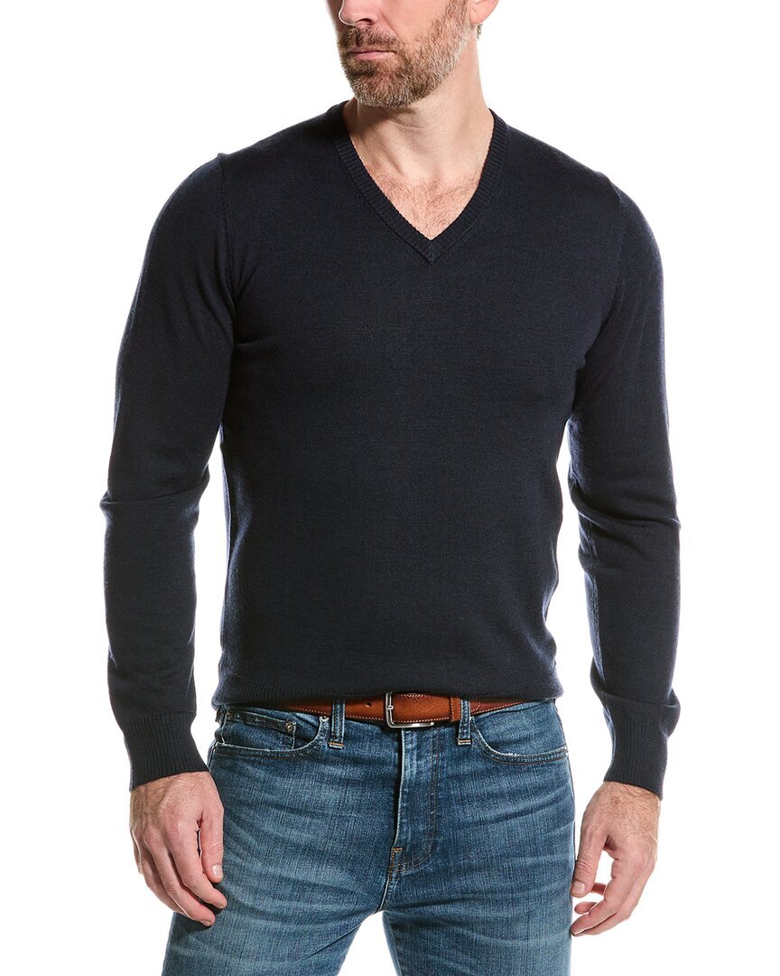 Свитер Mette из мериносовой шерсти с V-образным вырезом мужской синий Xl 10390₽
