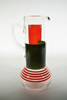 CZECH Novy Bor Glas Kanne ° Emaille Dekor ° signiert Eva Svestkova