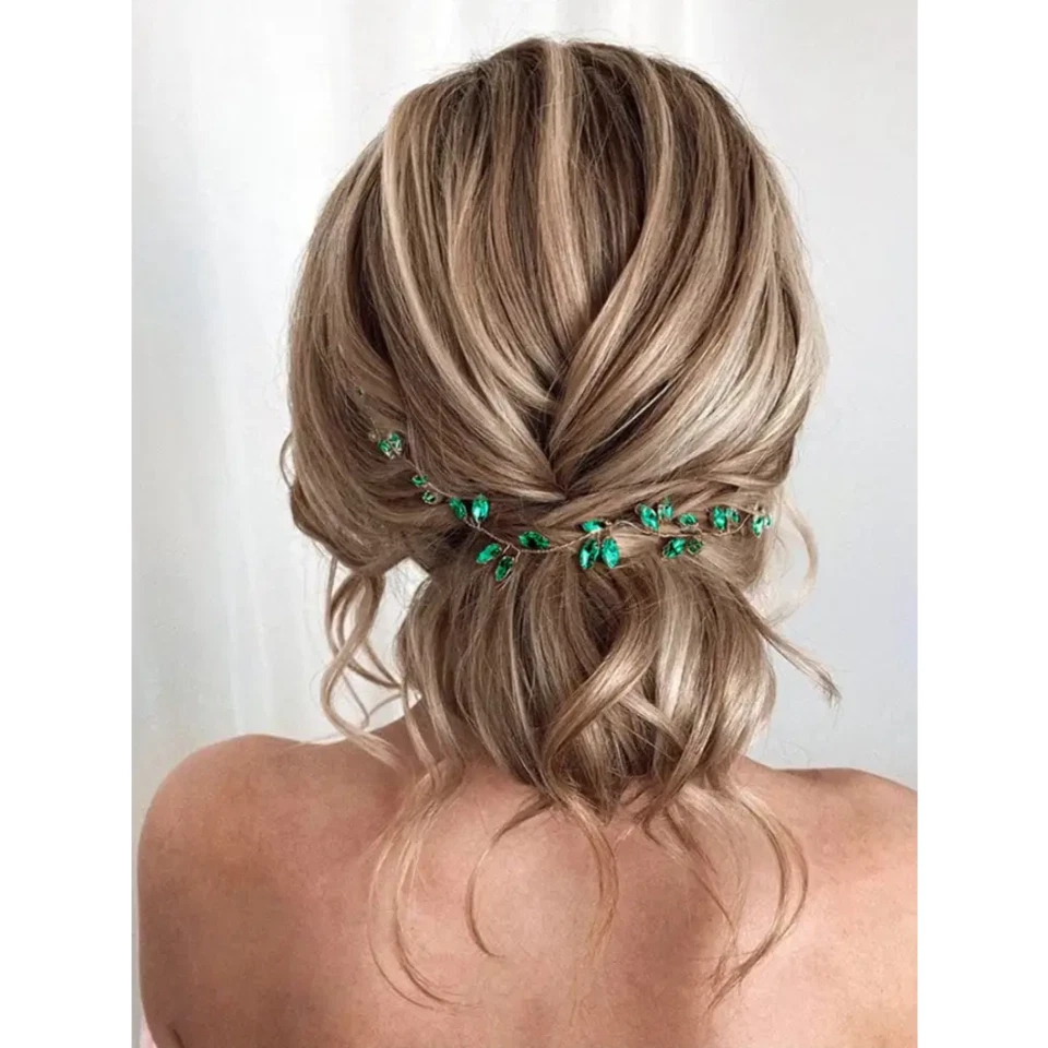 Brauthaarschmuck Ranke-Haarschmuck Hochzeit-Braut Haarschmuck-Brautschmuck Grün- - Bild 3 von 4