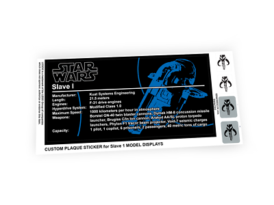 ●yu様　オーダーステッカー CUSTOM PLAQUE STICKERS for STAR WARS SLAVE 1 , Set 6209 8097 75060