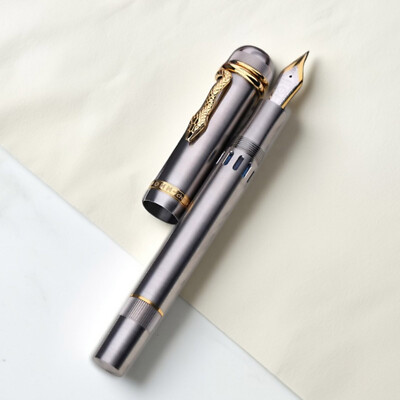 New MAJOHN P137 Ti Alloy Snake Piston Fountain Pen EF/F Nib Writing Gift PenEy