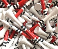 Golf Tees New Wood Bamboo 3 1/4" Truestrike Red and Black Striped USA Golf Tees
