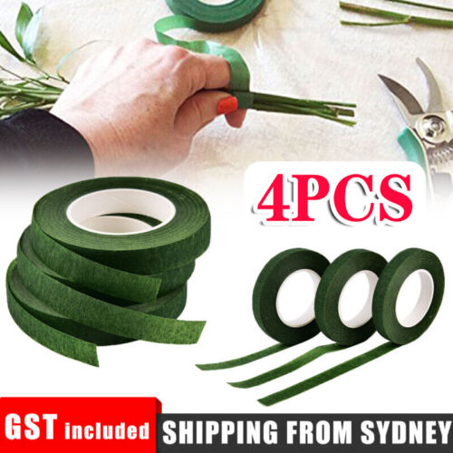 4 Rolls Green Self Adhesive Florist Floral Tape craft supply Bouquet Stem Wrap - Picture 1 of 8