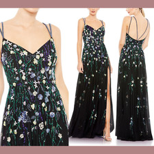 NWT Mac Duggal [ 14 ] 9172 Embellished Spaghetti Strap V Neck A Line Gown #J533