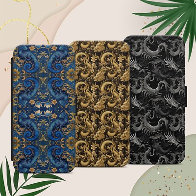 DRACHE VINTAGE GOTHIC MUSTER FLIP WALLET HANDYHÜLLE FÜR IPHONE SAMSUNG PIXEL