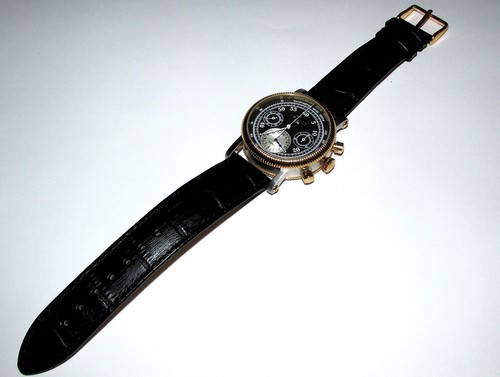 buran chrono russian 31681 12 hour sub dial manual gold tone 25j