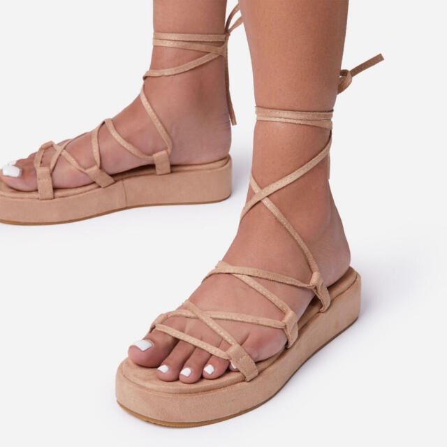 Women Pumps Open Toe Strappy Lace Up Wedge Sandals Platform Slingback Shoes 40