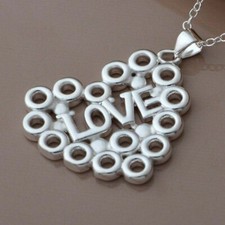 Pendentif argent "Bubble Heart & LOVE" et sa chaîne - Envoi de France immédiat