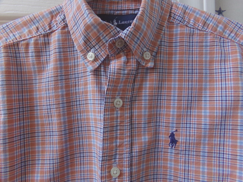 Vtg RALPH LAUREN Blue Orange White Plaid 4 Boys Dress Shirt $59 Polo 100% Cotton - Picture 13 of 17