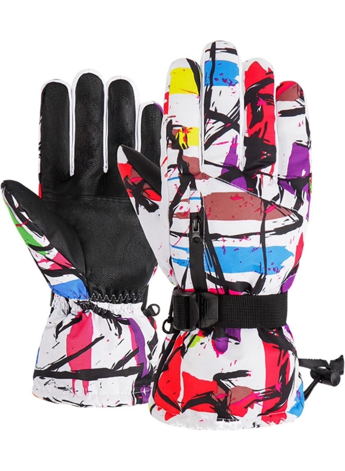 Warm Ski Gloves Touch Screen Fleece Snowboard Graffiti Waterproof Cold Weather