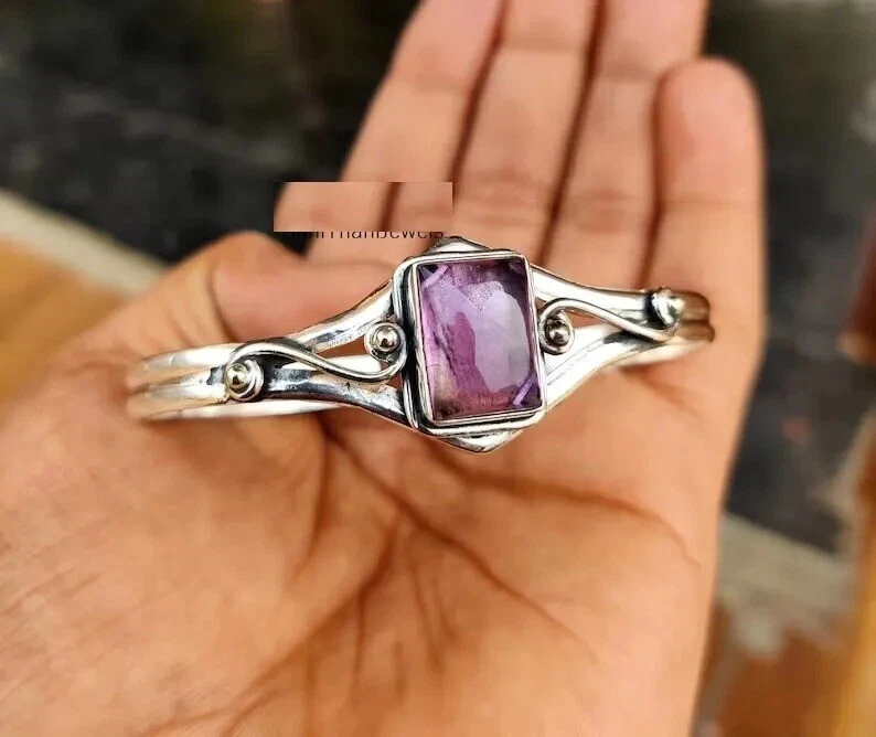 Brazalete y pulsera de ametrino natural, brazaletes de regalo de plata de ley 925 para mujer Foto 4 de 4