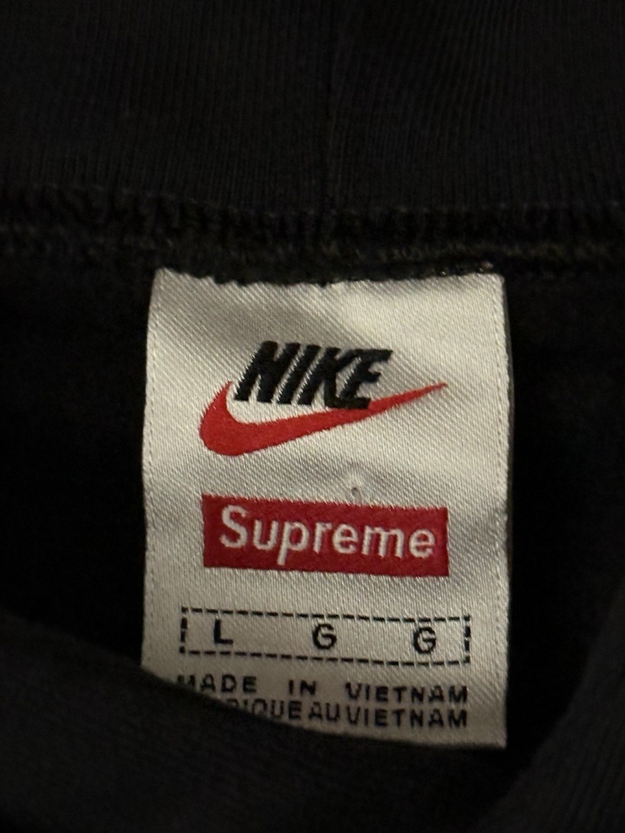 Supreme x Nike FW19 Leather Applique Hooded Sweatshirt Black